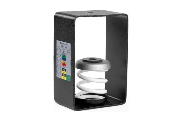AH-S housed spring isolation hanger: colour-coded steel spring in a black welded housing