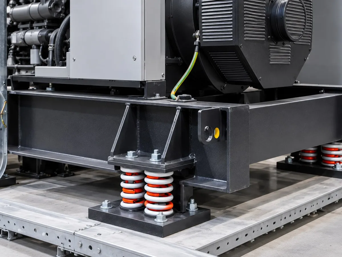 Generator set mounted on spring vibration isolators